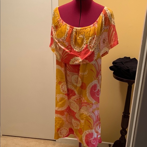 Abella Pink and Yellow Midi Dress - Picture 3 of 15
